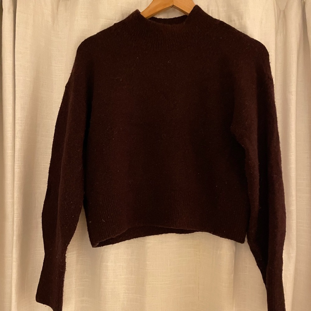 &OtherStories Burgundy Mock Neck Sweater